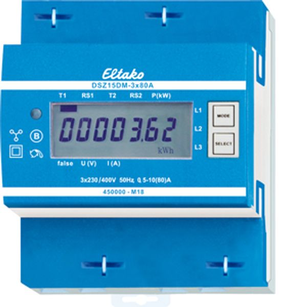 M-bus three-phase energy meter, MID approval image 1