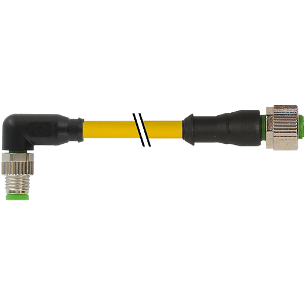 M8 male 90° / M12 female 0° A-cod. PUR 3x0.25 ye UL/CSA+drag ch. 1.5m image 1