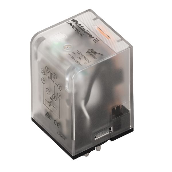 Industrial relay, 110 V DC, Green LED, 2 CO contact (AgSnO) , 250 V AC image 1