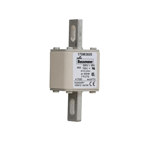 Fuse-link, high speed, 40 A, AC 690 V, compact size 1, 45 x 45 x 110 mm, aR, IEC, UL image 12