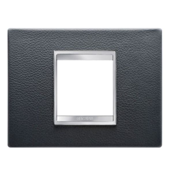 LUX PLATE 2-GANG BLACK LEATHER GW16202PN image 1