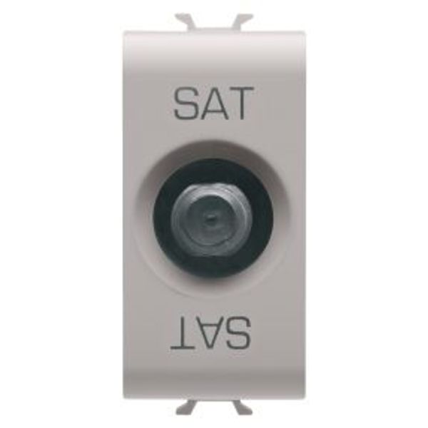 COAXIAL TV/SAT SOCKET-OUTLET, CLASS A SHIELDING - FEMALE F CONNECTOR - DIRECT WITH CURRENT PASSING - 1 MODULE - NATURAL SATIN BEIGE - CHORUSMART image 1