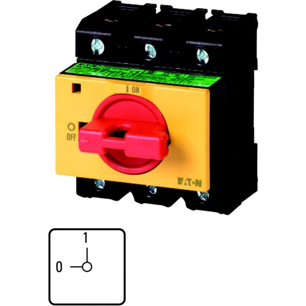 On-Off switch, P3, 63 A, service distribution board mounting, 3 pole, Emergency switching off function, with red thumb grip and yellow front plate, Lo image 20