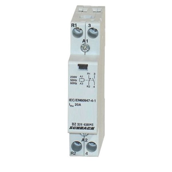 DIN Rail contactor 20A, 1 NO + 1 NC, 230VAC, 1MW, AMPARO image 1