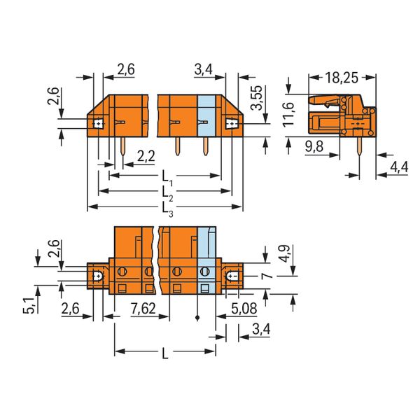 THT female header angled Pin spacing 7.62 mm orange image 4