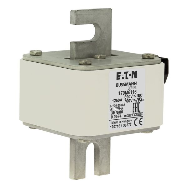 Fuse-link, high speed, 1250 A, AC 690 V, DIN 3, 76 x 92 x 109 mm, aR, DIN, IEC, single indicator image 17