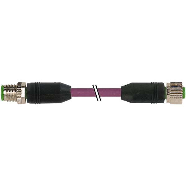 M12 male 0°/M12 fem. 0° A-cod. PUR AWG24+22 shielded vt+dragch. 3.61m image 1