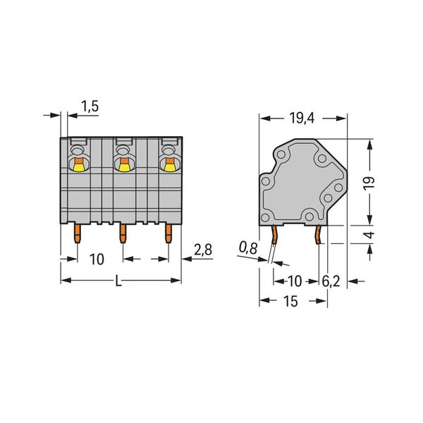PCB terminal block 4 mm² Pin spacing 10 mm gray image 2