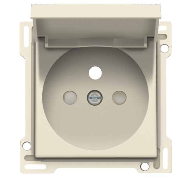 Finishing set for socket outlet with hinged lid, pin earthing and shutters, flush-mounting depth 28.5 mm, cream image 1