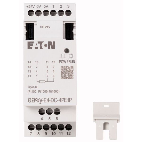 I/O expansion for easyE4 with temperature detection Pt100, Pt1000 or Ni1000, 24 VDC, analog inputs: 4, push-in image 1