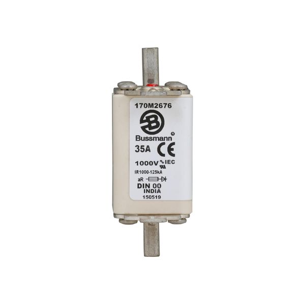 Fuse-link, high speed, 35 A, AC 1000 V, DIN 00, aR, DIN, IEC, single indicator, live gripping lugs image 13