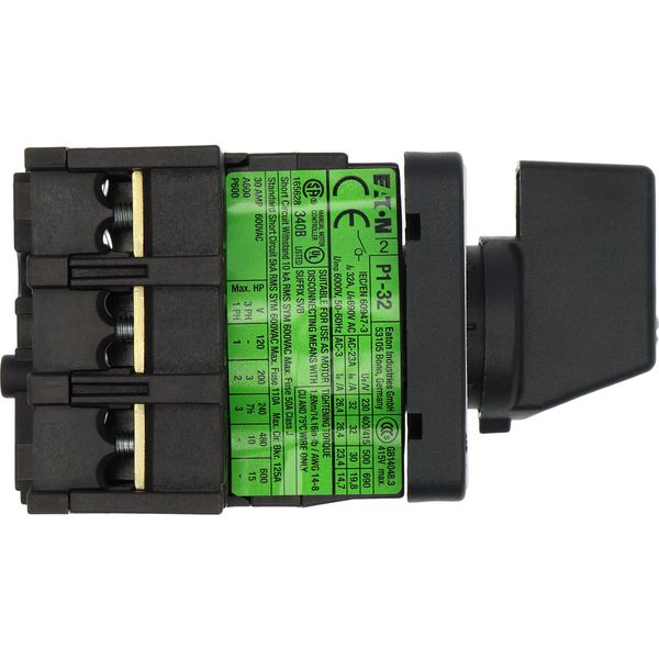 On-Off switch, P1, 32 A, flush mounting, 3 pole, with black thumb grip and front plate image 39