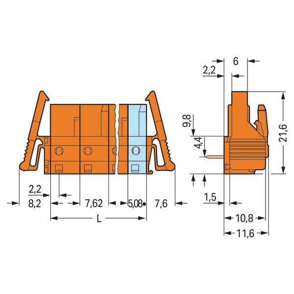 THT female header angled Pin spacing 7.62 mm orange image 2