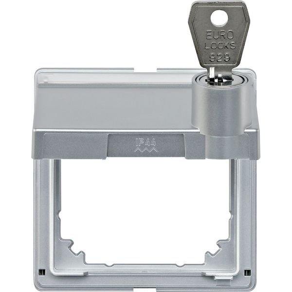 Intermediate ring with hng.lid and label.field, lockable, aluminium, Aquadesign image 1