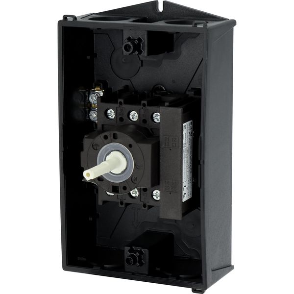Main switch, P1, 32 A, surface mounting, 3 pole, 1 N/O, 1 N/C, STOP function, With black rotary handle and locking ring, Lockable in the 0 (Off) posit image 51