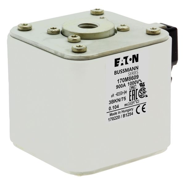 Fuse-link, high speed, 900 A, AC 1000 V, size 3, 74 x 92 x 76 mm, aR, IEC, UL, single indicator image 26