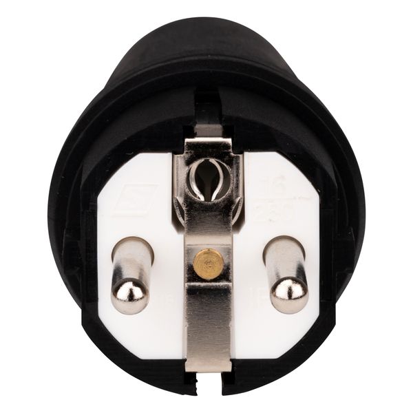 Schuko-Plug, impact resistant,16A, 250V, IP44, black, type F image 1