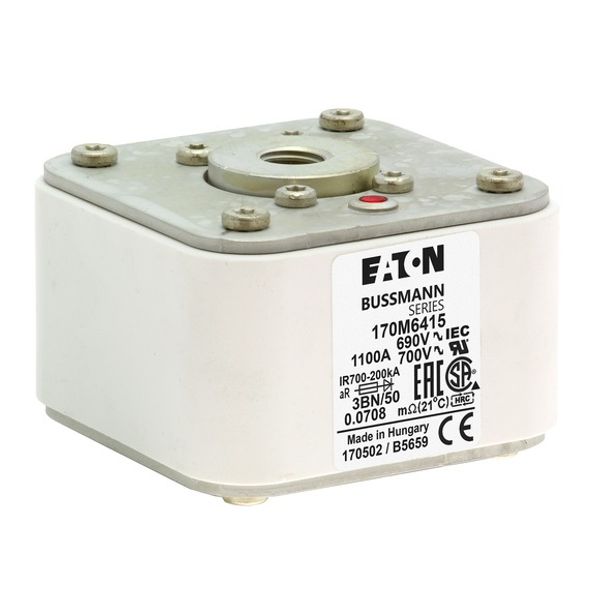 Fuse-link, high speed, 1100 A, AC 1250 V, 2 x size 3, 74 x 177 x 95 mm, aR, IEC, single indicator image 5