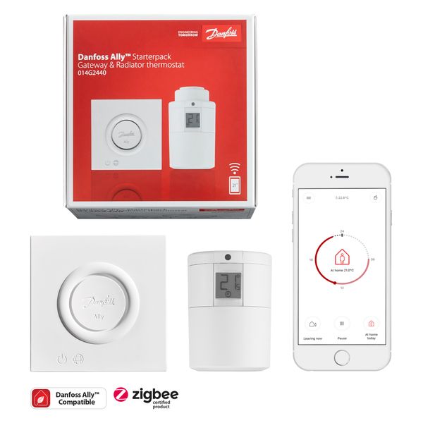 Danfoss Ally™ Starter Pack, Zigbee, Number of radiator thermostats (incl.): 1 image 1