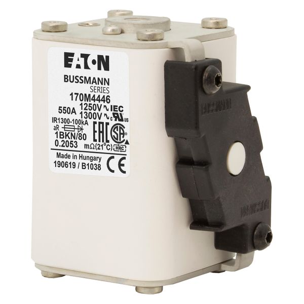 Fuse-link, high speed, 550 A, AC 1250 V, size 1, 53 x 69 x 80 mm, aR, IEC, UL, single indicator image 5