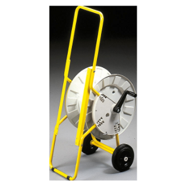 TUBOLAR METAL STAND YELLOW PAINTED -  WITH ROTATING DRUM AND 50M OF CABLE - FOR Q-DIN14/20 image 1