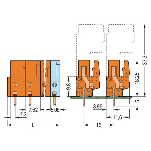 THT female header straight Pin spacing 7.62 mm orange image 2