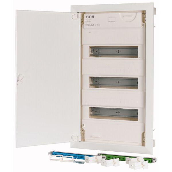 Compact distribution board-flush mounting, 3-rows, flush sheet steel door image 4