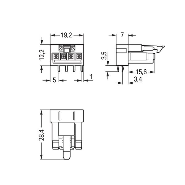 Socket for PCBs angled 4-pole white image 6