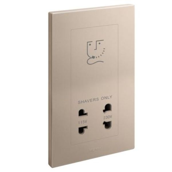 Galion - 2 gangs shaver socket outlet - 2 outputs 110 and 230 volts - Rose Gold image 1