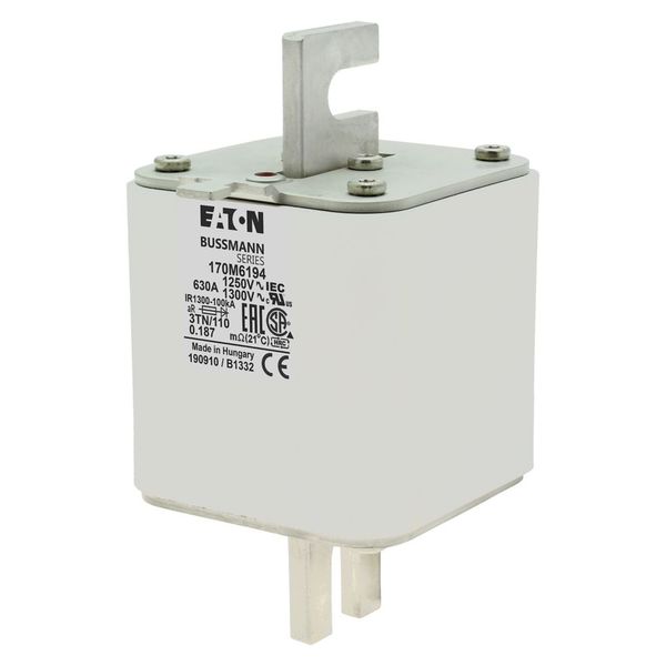 Fuse-link, high speed, 630 A, AC 1250 V, size 3, 76 x 90 x 139 mm, aR, DIN, IEC, type T indicator image 7