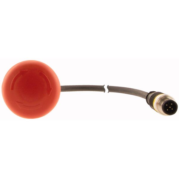 Emergency stop/emergency switching off pushbutton, Mushroom-shaped, 38 mm, Turn-to-release function, 2 NC, Cable (black) with M12A plug, 5 pole, 0.2 m image 2