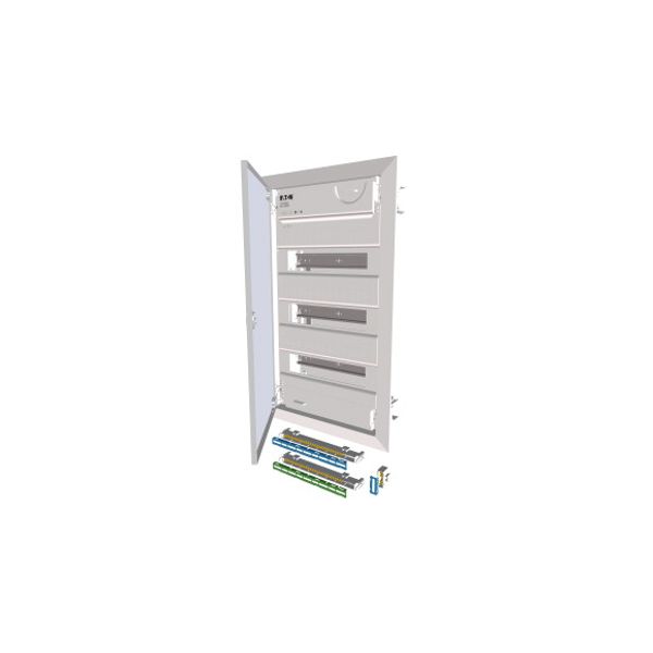 Hollow wall compact distribution board, 3-rows, flush sheet steel door image 1