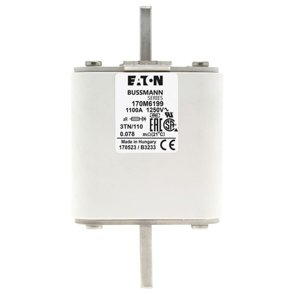 Fuse-link, high speed, 1100 A, AC 1250 V, size 3, 76 x 90 x 139 mm, aR, DIN, IEC, type T indicator image 2