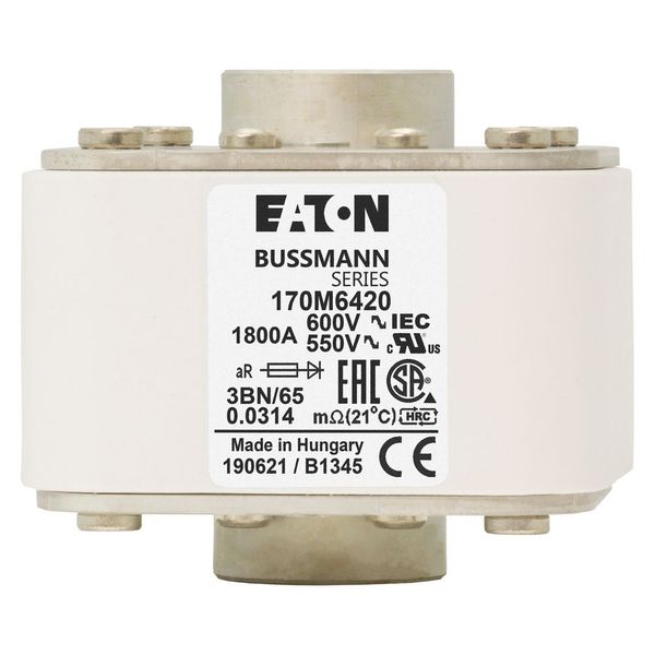 Fuse-link, high speed, 1800 A, AC 600 V, size 3, 76 x 92 x 53 mm, aR, IEC, UL, single indicator image 12