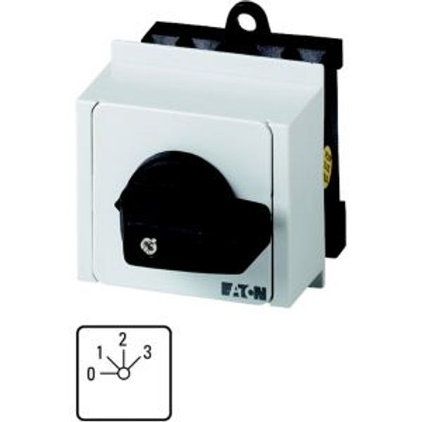 Step switches, T0, 20 A, service distribution board mounting, 2 contact unit(s), Contacts: 3, 45 °, maintained, With 0 (Off) position, 0-3, Design num image 2
