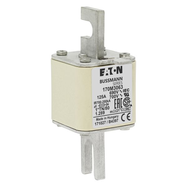 Fuse-link, high speed, 125 A, AC 690 V, compact DIN 1, 45 x 58 x 104 mm, aR, DIN, IEC, single indicator image 9