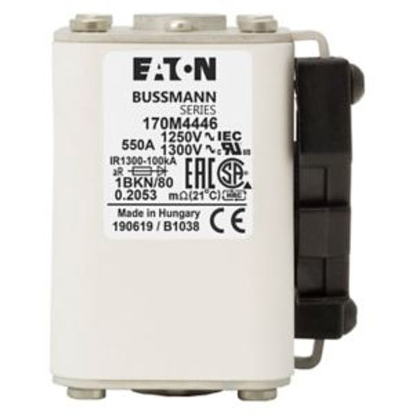 Fuse-link, high speed, 550 A, AC 1250 V, size 1, 53 x 69 x 80 mm, aR, IEC, UL, single indicator image 4