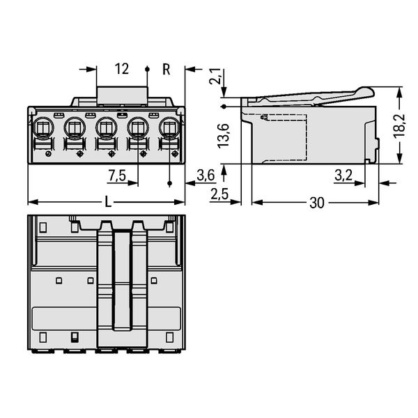 1-conductor male connector Push-in CAGE CLAMP® 2.5 mm² light gray image 2