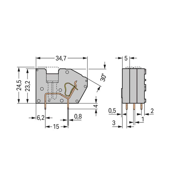 Stackable PCB terminal block with commoning option 2.5 mm² gray image 1