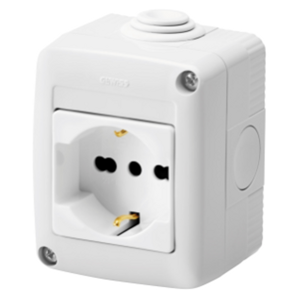 PROTECTED ENCLOSURE COMPLETE WITH SYSTEM DEVICES - WITH SOCKET-OUTLET 2P+E 16 A DUAL AMPERAGE - ITALIAN/GERMAN STANDARD - IP40 - GREY RAL 7035 image 1