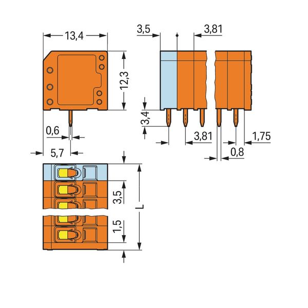 PCB terminal block 1.5 mm² Pin spacing 3.81 mm orange image 3