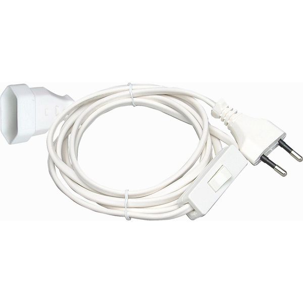 Euro ext. cord, with switch, 3m white image 1