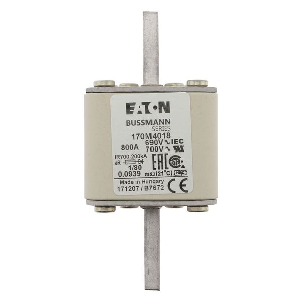 Fuse-link, high speed, 800 A, AC 690 V, DIN 1, 53 x 53 x 108 mm, aR, DIN, IEC, single indicator image 15