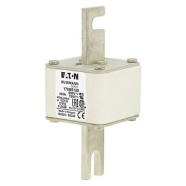 Fuse-link, high speed, 450 A, AC 690 V, DIN 2, 61 x 61 x 108 mm, aR, DIN, IEC, single indicator, 110 mm centres image 3