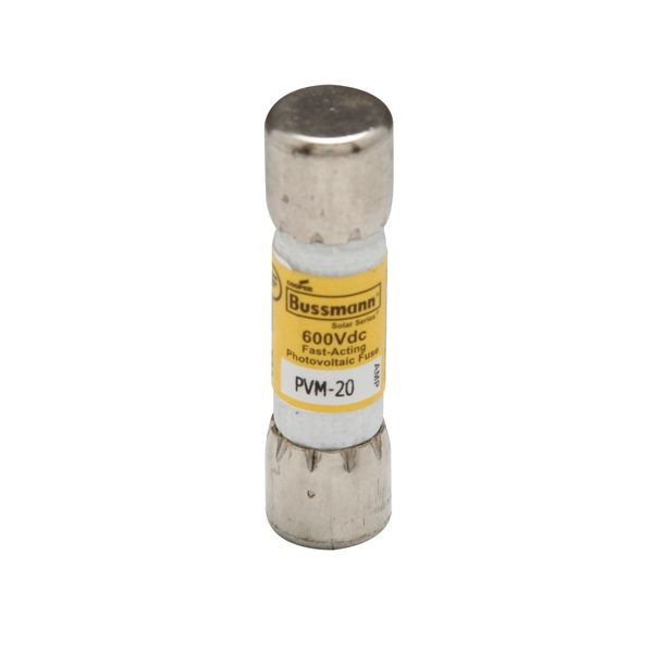 Eaton Midget Fuse, Photovoltaic, 600 Vdc, 50 kAIC interrupt rating, Fast acting class, Fuse Holder and Block mounting, Ferrule end X ferrule end connection,20A current rating,50 kA DC breaking capacity, .41 in dia image 6