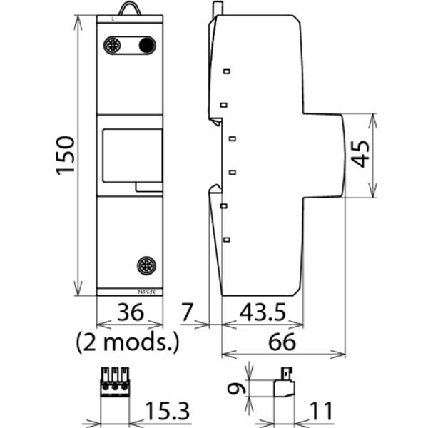 Combined arrester Type 1 + Type 2 DEHNvenCI 1-pole 255V a.c. with back image 2
