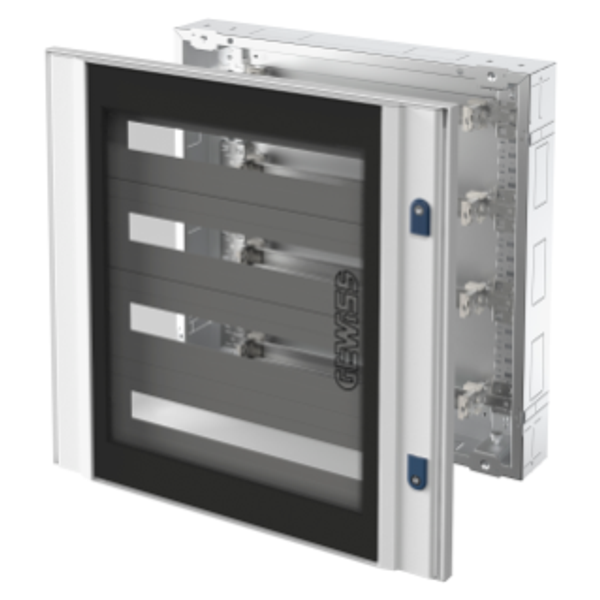 CVX DISTRIBUTION BOARD 160I - FLUSH-MOUNTING - 600x600x105 - 96(24x4) MODULES - IP40 - GLASS DOOR WITH 2 LOCKS - GREY RAL7035 image 1