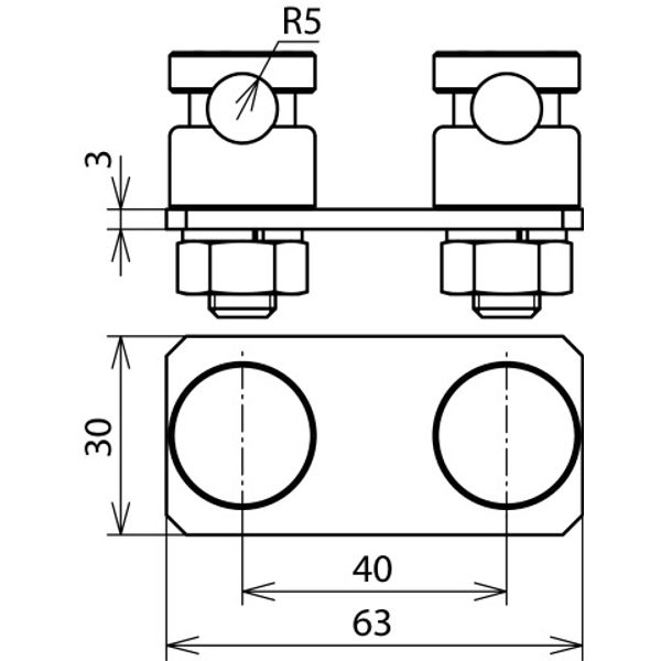 Connection plate for HVI conductor head piece with 2 KS connectors StS image 2