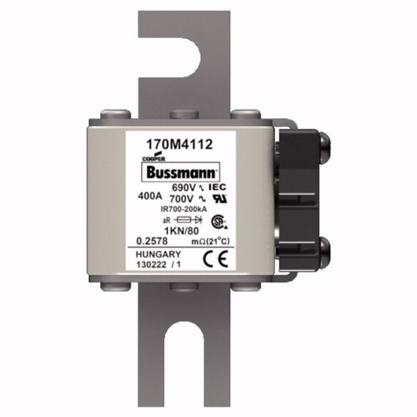 Fuse-link, high speed, 400 A, AC 690 V, DIN 1, 53 x 69 x 108 mm, aR, DIN, IEC, single indicator image 1