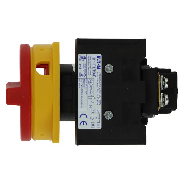 Main switch, P1, 40 A, flush mounting, 3 pole, 1 N/O, 1 N/C, Emergency switching off function, With red rotary handle and yellow locking ring, Lockabl image 12